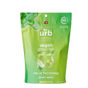 Urb Finest Flowers - Delta 8 Edible - D8:D10 Vegan Gummies - Green Apple - 50mg