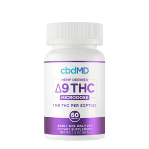 cbdMD - Delta 9  Capsules - Full Spectrum Soft Gels - Microdose - 1mg