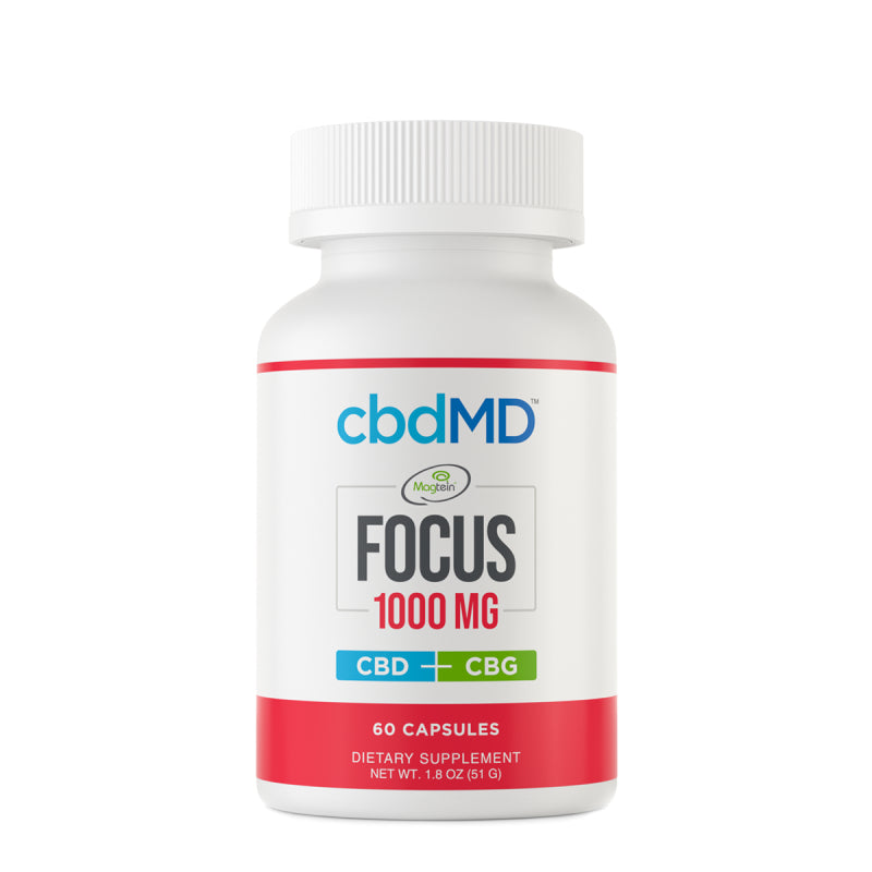 cbdMD - CBD Capsules - Broad Spectrum CBD + CBG Focus Capsules - 1000mg