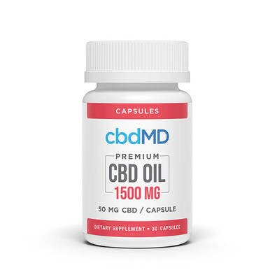 cbdMD - CBD Capsules - Broad Spectrum Capsules - 1000mg-1500mg