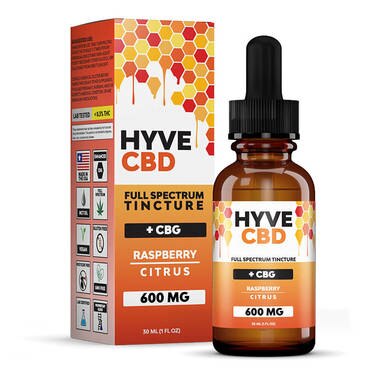 Hyve CBD - CBD Tincture - Full Spectrum Raspberry Citrus+CBG - 300mg-1200mg