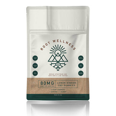 Root Wellness - CBD Edible - Lemon Ginger Gummies 4 Pack Pouch - 20mg