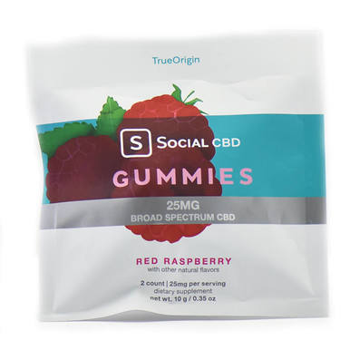 Social CBD - CBD Edible - Broad Spectrum Red Raspberry Gummies - 12.5mg