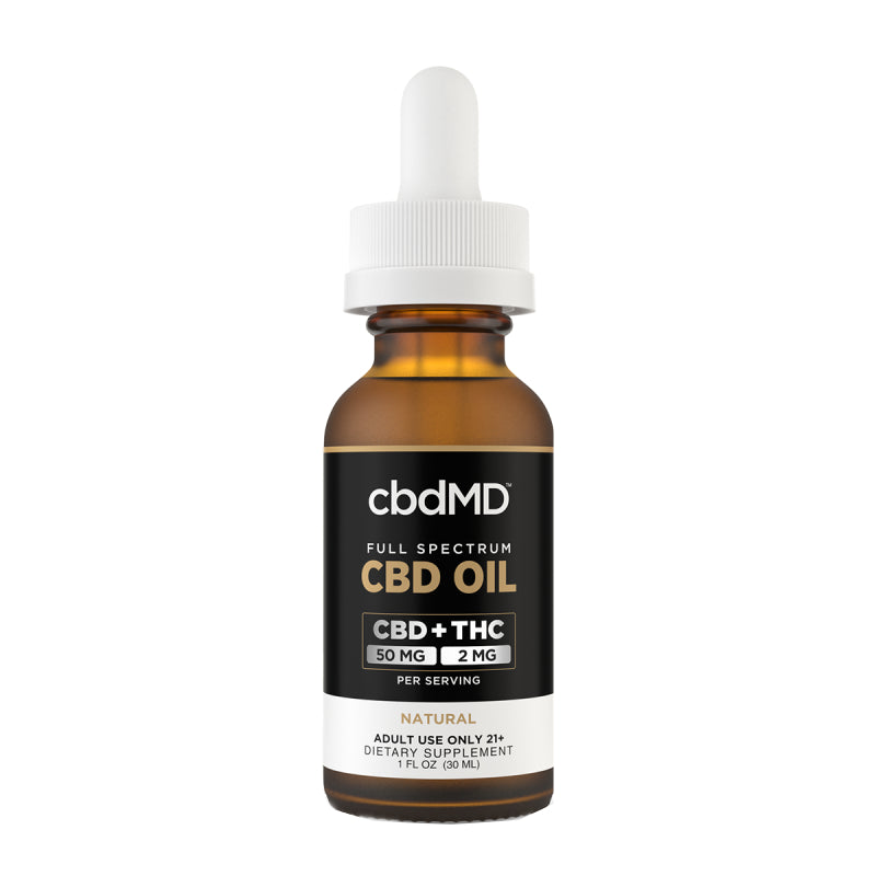 cbdMD - CBD Oil - CBD:THC Full Spectrum Tincture - Natural - 1500mg-6000mg