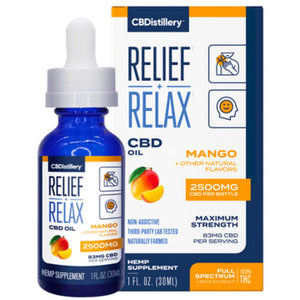 CBDistillery - CBD Oil - Relief + Relax Full Spectrum Tincture - Mango - 2500mg